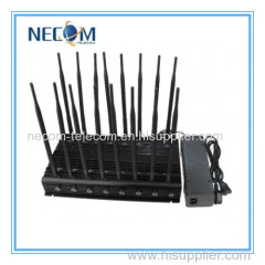 16 Bands 42W CDMA 2g 3G 4G 2.4GHz WiFi Portable Jammer up to 100m