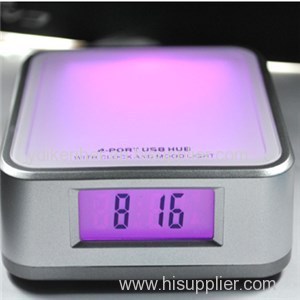 4 Ports USB HUB With Clock And Colorful Lights(jp208)