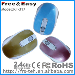 2.4g RF mini colourful optical wireless mouse with mini receiver