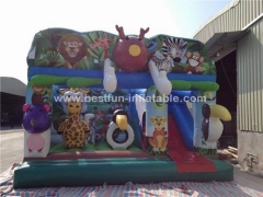 Funny Inflatable Jungle Theme Bouncy Castle animal zoo bounce hosue