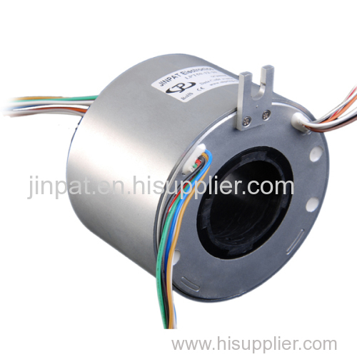 Through-bore slip ring 20-50 amps circuits and 500 rpm continuous for harsh environment