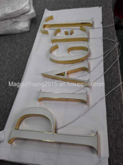 Advertising letter signs :acrylic front-lit letters with mirrored steel