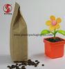 Quad Side Sealing Flat Bottom Kraft Paper Bags for Coffee Bean / Tea Packing