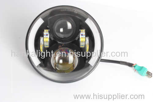 Newest! 7" Round LED Headlight with Angel Eyes 3700lm 48W 7 Inchoff road led work light
