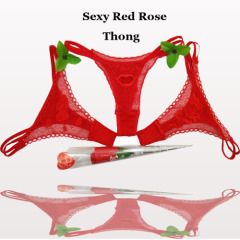 Rose flower sexy hipster t- back lingerie women thong panties sexy stock t back underwear