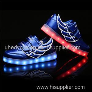 2016 New Style Kids LED Shoes Wholesale USB Charging Light Up LED Flaring Shoes Lovely Wing Shoes