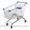 Steel Material Unfolding Supermarket Trolleys Wire Shopping Basket With Wheels