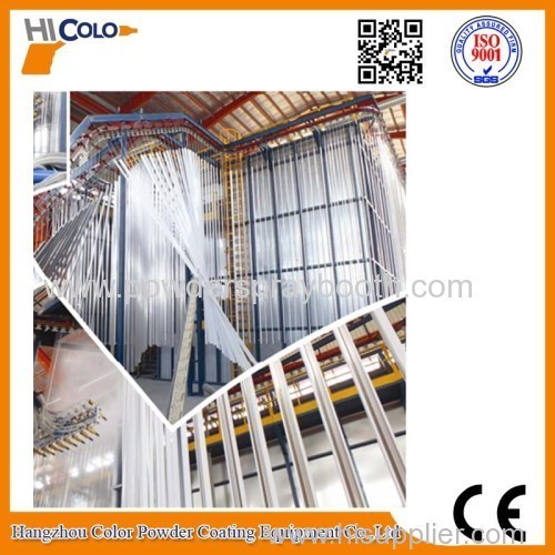 Vertical powder coating line