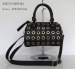 PU black handbag Eyelet in front Zipper shoulder bag