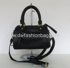 Black PU handbag Zipper shoulder bag Eyelet in front