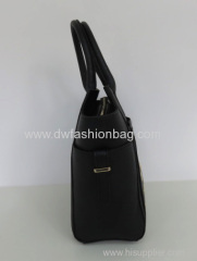 Black PU handbag Zipper fashion handbag Eyelet in front Business handbag