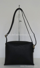 Black PU handbag/ Fashion zipper cross bag /Eyelet in front