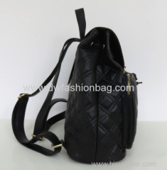 Fashion backpack Black PU handbag Two zipper pocket in front