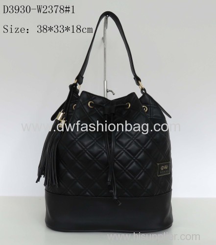 Fashion drawstring bag /Black PU handbag
