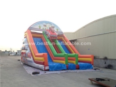 Firemen Theme China Fire Truck Inflatable Double Lane Slip Slide