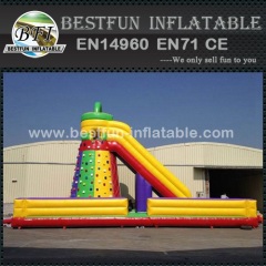 Inflatable slide with rock climbing wall for sale