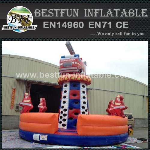 Fire truck inflatable sports game kids outdoor climbing wall