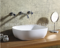 Hot sell slim edge ceramic white art wash basin