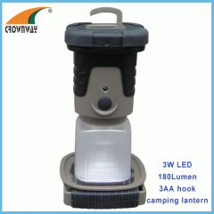 3W Led camping light 180Lumen high powe portable lantern 3*AA hook tent lamp