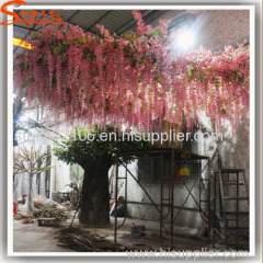 Plastic artificial cherry blossom tree silk-cloth flowers wedding trees