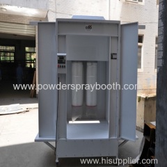 Closed drive thru powder coating booth