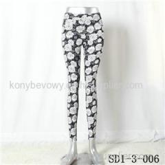 SD1-3-006 Women Fashion Sexy Woven Printing High-waist Slimming Leggings