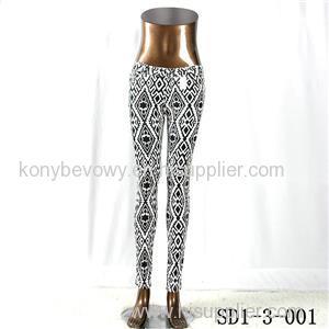 SD1-3-001 Women Fashion Sexy Woven Printing High-waist Slimming Leggings