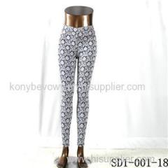 SD1-001-18 Black And White Woven Jacquard All-match Skinny Leggings