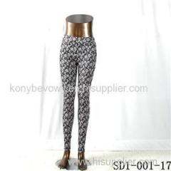 SD1-001-17 Black And White Woven Jacquard All-match Slimleggings