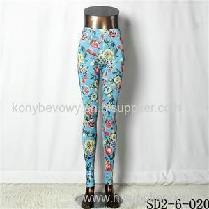 SD2-6-020 Elastic Knit Floral Fashion All-match Leggings