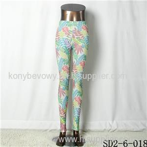 SD2-6-018 Popular Knit Fashion Maple Leaf Print Slim Leggings