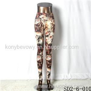 SD2-6-010 Elastic Knit Cartoon Print Slim Leggings