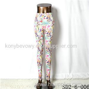 SD2-6-006 Popular Fashion Flower Bright Color Slim Leggings