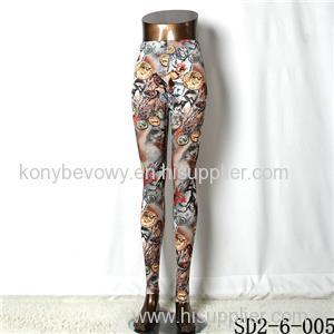 SD2-6-005 Popular Knit Elastic Birdie Print Leggings