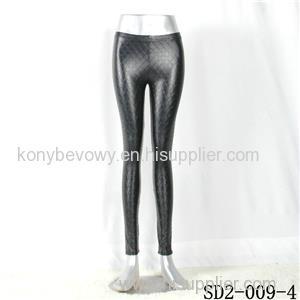 SD2-9-004 High-elastic Slim Fashion Light Yogon Grid PU Sexy Leggings