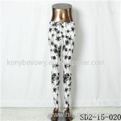 SD2-15-020 New Style Popular Knit Black And White Flower Slim Leggings