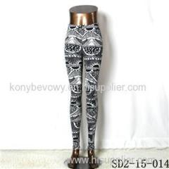 SD2-15-014 New Style Popular Knit Black And White Sun-flower Slim Leggings