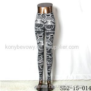 SD2-15-014 New Style Popular Knit Black And White Sun-flower Slim Leggings