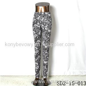 SD2-15-013 New Style Popular Knit Black&white Sun-flower Slim Leggings