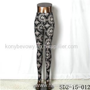 SD2-15-012 New Style Popular Knit Black And White Sun-flower Slim Leggings