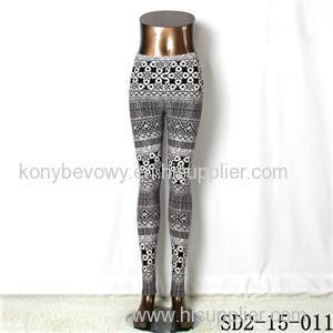 SD2-15-011 New Style Popular Knit Black And White Sun-flower Slim Leggings