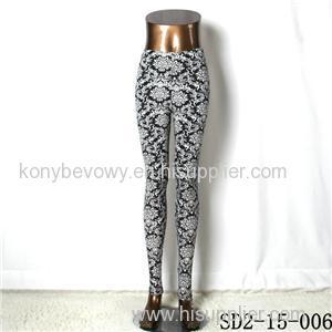 SD2-15-006 New Style Popular Knit Black And White Sun-flower Slim Leggings