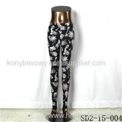 SD2-15-004 New Style Popular Knit Black And White Sun-flower Slim Leggings