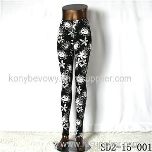 SD2-15-001 New Style Popular Knit Black And White Sun-flower Slim Leggings