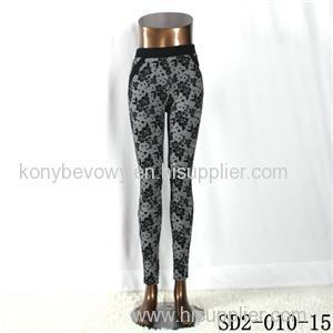 SD2-10-015 Fashion Popular Knit Jacquard High-waist Flower Skinny Leggings