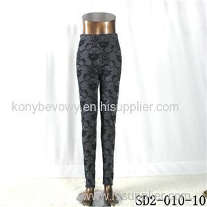 SD2-10-010 Latest Fashion Knit Jacquard High-waist Black Slim Leggings