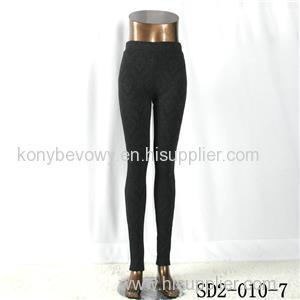 SD2-10-007 Latest Fashion Knit Jacquard High-waist Black Slim Leggings