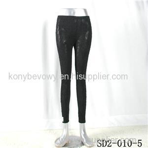SD2-10-005 Latest Fashion Knit Jacquard Low-waist Black Slim Leggings