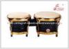 Black Percussion Musical Instruments Wooden Bongo Drum With Gold Plated Hardware