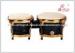Black Percussion Musical Instruments Wooden Bongo Drum With Gold Plated Hardware